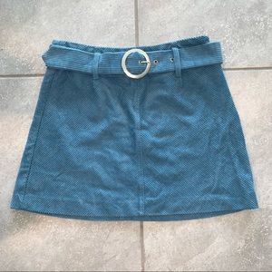 Zara Belted Blue Corduroy Mini Skirt Womens Size S